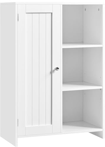 Yaheetech Freestanding Bathroom Storage Cabinet with Open Shelf, White | Painted MDF Board Construction, Adjustable Inner Shelf & Open Storage Compartment, For Bathroom Living Room Kitchen