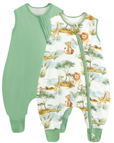 JiAmy Gigoteuse Pieds 1 TOG 6 Mois - 6 Ans | Gigoteuse Bébé Pieds en Coton, Couverture Portable, Double Fermeture Éclair en J, Doux et Lavable en Machine Lot de 2