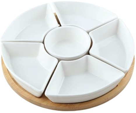 Obstplatte Servierplatten und Tabletts 360° drehbare unterteilte Gemüse- und Obstplatte abnehmbare Serviertabletts für Partys Keramik-Servierschalen für Chips Dips