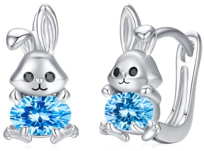 CRWENG 925 Silber Hasen Ohrringe für Frauen, Hase mit Herz Zirkonia Schmuck Geschenk Süßer Rabbit Schmuck für Tochter & Freundin für Mädchen Liebhaber Damen Kinder Tochter Valentinstag Weihnachten