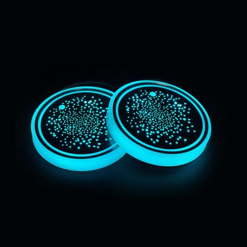 LED Car Coasters, 2pcs Luminescent Cup Holder Lights with 7 Colors & USB Charging, Cool Car Accessories Interior Decoration for All Models, Durable Light Up Drink Coasters