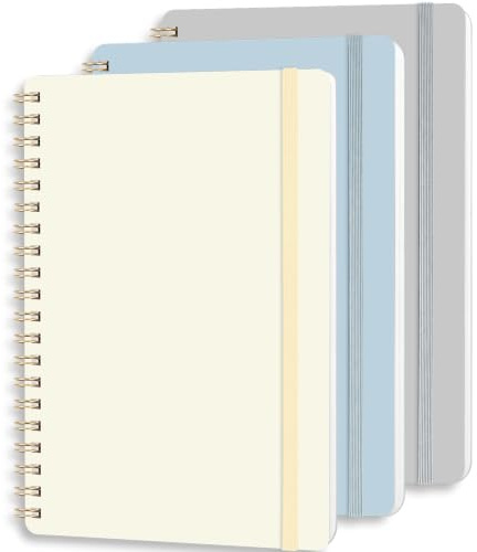 3er Pack Klein Notizbuch Kariert Notebook, 210 Blatt, Spirale Notizblock | Großformatiges Notizbuch (12,7 × 17,78 cm),5-mm-Punktraster, 180° flach für Arbeit, Schule, Journaling, als Geschenk