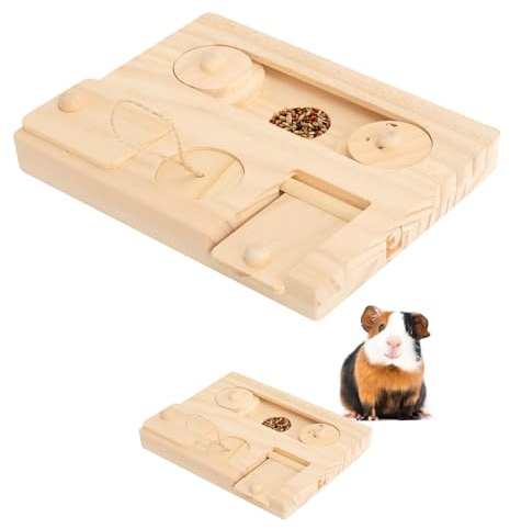 TLDBATICE 6-in-1 Meerschweinchen Holzspielzeug, Hamster Spielzeug, Kleintiere Kauspielzeug zur Futtersuche für Kaninchen Meerschweinchen, Vögel Futtersuchpuzzle Natürliche Holz, Sicher & Langlebig