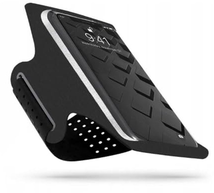 Techsuit Handy Armband für Laufen, für 7 Zoll Handys, Kopfhörer Kabelclips, Schweißfest, Verstellbar, für Fitness Sport Fitnessstudio, Schwarz Grau