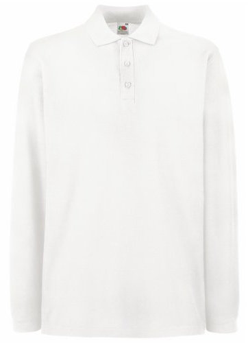 Fruit of the Loom Mens Premium Long Sleeve Polo Shirt (M) (White)