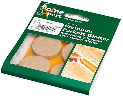 homeXpert 4er Set Parkettgleiter PREMIUM, Filzgleiter, Möbelgleiter, Stuhlbeingleiter, stark selbstklebend, rund Ø 35 mm, hellbraun