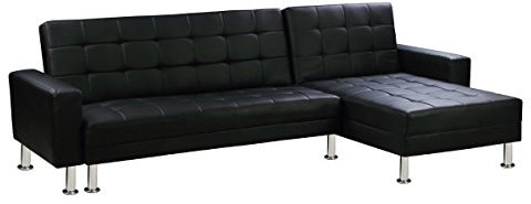 habitat et jardin Ecksofa reversibel mit Schlaffunktion Theo - 258 x 82/147 x 82 cm - 4 Personen - Schwarz