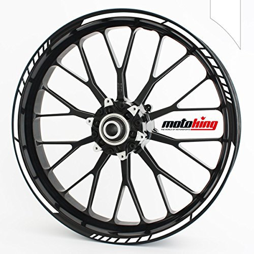 Motoking Felgenrandaufkleber im GP-Design in MATT/für 10 bis 14 / WEIß MATT