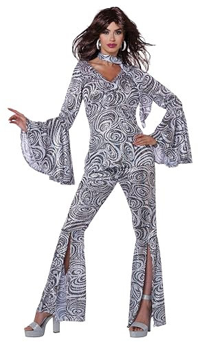California Costumes 1113 Foxy Lady 70s Adult Size Disco Costume, White,Black, S