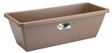 Elho Barcelona Balconnière 40 - Planteur pour Balcon & Extérieur - Plastique 100% recyclé - Ø 39.5 x H 16.0 cm - Marron/Taupe
