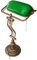 linoows Bankerlampe, Schreibtischlampe, Schwere Tisch-Lampe, Altmessing, Glas-Schirm