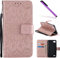 COTDINFOR LG Q6 Protective Standing Hülle Elegant PU Tasche Leder Flip Schutzhülle im Bookstyle Kartenfächer Magnet Etui Schale für LG Q6 Rose Gold Sunflower KT