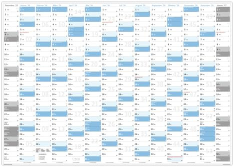 Gefaltet XXL Wandkalender Wandplaner 2026 (blau2) - DIN A0 Format mit 14 Monaten Feiertage aller Bundesländer