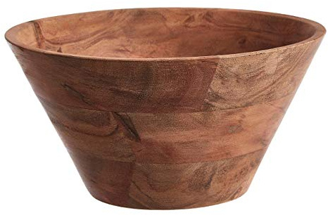 Premier Housewares Acacia Wood Salad Bowl/Salad Bowl/Large Size/Salad Bowl with Lid/Serving Bowl/Serving W25 x D25 x H13cm/ Potpourri Bowls/Decoration