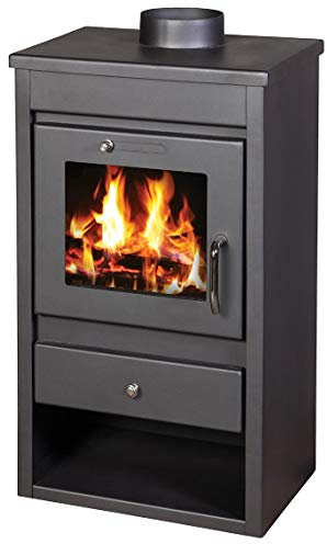 VO5 Holzofen Victoria 05 Deluxe L 9 kW ECO-Design Grau Freistehend Entlüftungsfrei Hoher Wirkungsgrad Legierter Stahl 850x400x454 cm 30 cm Holzscheite 100 sqm