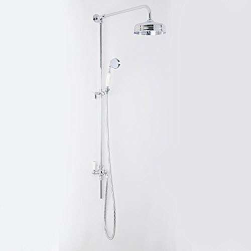MILANO Rigid Riser Fixed Shower Head Handset Chrome White