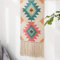 CoutureBridal Boho Wandbehang Geometrische Bohemian Wandteppich Blau Rosa Hippie Wall Hanging Psychedelic Vintage Wand Dekor Handgemachte Weben Quaste Flachs Ethno Wandtuch 50x70cm+28cm