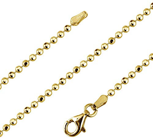 Avesano Kugelkette vergoldet 925 Silber (1,4 mm) goldene Damen Halskette Gold Kette (45 cm) 101061-545