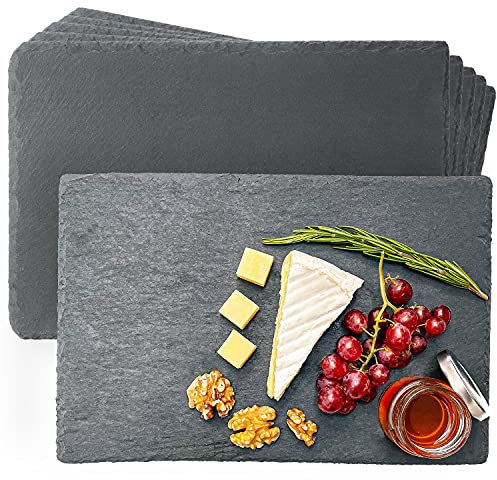 Schieferplatten 6er Set - Ideal zum Servieren 30x20 cm - Wiederverwendbares Servierplatten Platzset