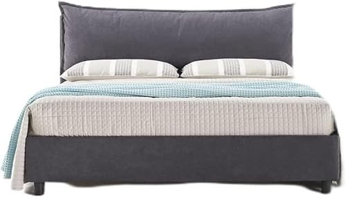 EVERGREENWEB Letto Matrimoniale con Contenitore 180x200 cm Elegante Struttura Letto Imbottita, Rete a doghe in Legno Inclusa, Moderna Testiera Rivestimento SFODERABILE Tessuto Grigio Scuro Mod. ARLES