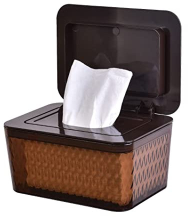 Wipes Holder, Wipes Dispenser with Lid, Pouch with Lid, Baby Wipes Case Keeps Wipes Fresh, Wipe Container Regular Storage Case Box(Brown,1P)