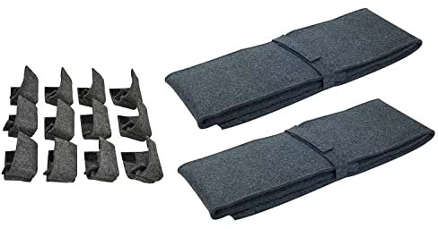 Sensalux Bierbankauflage + Bodenschoner für Bierzeltgarnitur, 220cm x 25cm (2 STK.) + 12 Bodenschoner, Auflage: Grau-Grau | Schoner: Grau