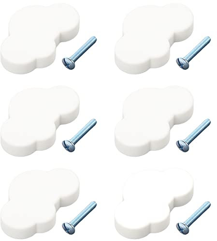 Nifocc Juego de 6 pomos de armario para habitación infantil, diseño de nubes, color blanco