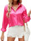 HANERDUN Chemisier pour Femmes Manches Longues Chemise à col en V La Soie Élégante Casual Tops Chemisier uni de Travail à Boutons sur Le Devant
