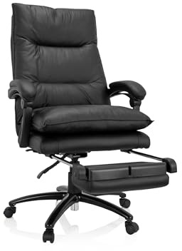 MyBuero 729439 Chefsessel Relax CL 200 Kunstleder, höhenverstellbarer Drehstuhl mit ausziehbarer Fußstütze, Schwarz