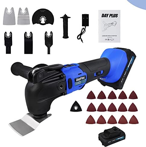 21V Cordless Multifunction Oscillating Tool - 2000 RPM Brushless Motor, 6 Variable Speeds, Quick Change 4° Oscillation, 22-Piece Accessory Set for Cutting, Sanding & Grinding