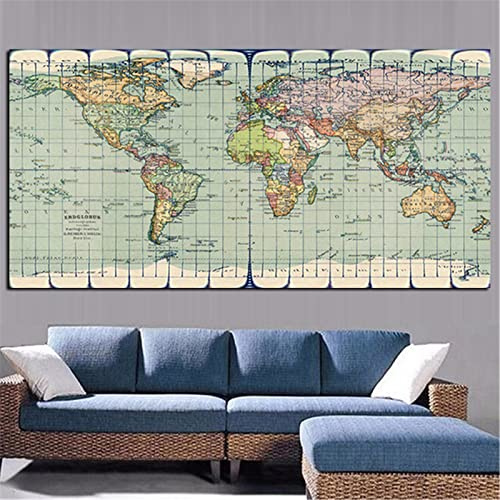 Diamond Painting Bilder Erde Weltkarte DIY 5D Diamond Painting Kinder Kits Full Drill Strass Stickerei Kreuzstich Leinwand Mosaik Diamant malerei für Heimwand Decoration Geschenk Square Drill,70x140cm