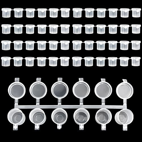 Sixfolo 48 Pots Bandes de Peinture Vide Mini Pot de Peinture 10ml Bandes de Peinture avec Couvercles Petit Godet de Peinture en Plastique pour Enfant Festivals d'art et Les Cours de Peinture