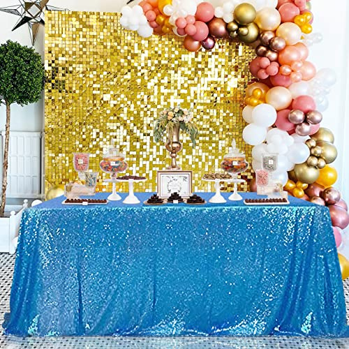 QueenDream Aqua Blue Tischdecke 152,4 x 253,4 cm Pailletten Tischdecke für Party Dekorationen Glitzer Tischdecke für Braut Babyparty Hochzeit
