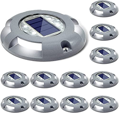 Siedinlar Solar Bodenleuchte 12 Stück Solarleuchte für Garten Solar Außenleuchte wasserdichte LED Solar Gartenleuchten, Solarleuchten für Rasen, Einfahrt, Gehweg, Terrasse, Garten (Weiß)
