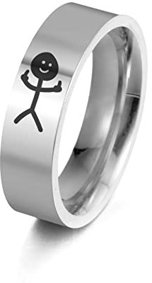 UNIFT Lustige Kritzelringe für Damen und Herren, Edelstahl, personalisierbar, cool, Smiley, Mittelfinger, Freundschaftsschmuck, 7, Edelstahl, Kein Edelstein