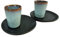 PintoCer Lot de 2 tasses à expresso en céramique sans anse Bleu/noir