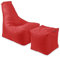 BuBiBag Calm Sitzsack mit Hocker - Gaming Sitzsack für Kinder & Erwachsene - Bean Bag auch für Outdoor Nutzung geeignet - Sitzpouf & Griff - Rot