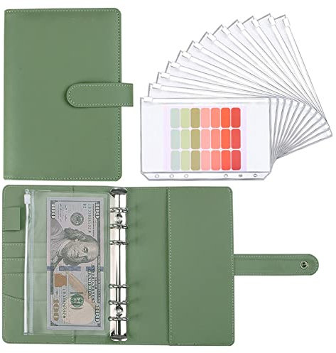 Latex Bindemittel A6 Bindemittel Reißverschluss Bag Macaron Farbe Notebook Leder Pu. Lose-Leaf-Buch-Geldbudget-Handbuch Bindemittel (Size : China)