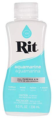 Rit Dye - Tinte líquido para tela de 8 onzas para ropa, decoración y manualidades, color aguamarina con fijador de color