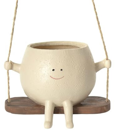 Pot de Fleurs Suspendu avec Visage Pivotant, Joli Pot de Fleurs pour Plantes D'intérieur et D'extérieur, en Résine, Visage Souriant, Pot de Fleurs, Plantes Succulentes, pour la Décoration de(#1)
