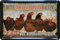 WOGEKA ART Retro Blechschild - Hühner - Bitte Tor geschlossen halten - lustiger Spruch als Geschenk-Idee zur Deko, 20 x 30 cm, aus Metall im Vintage Design 340