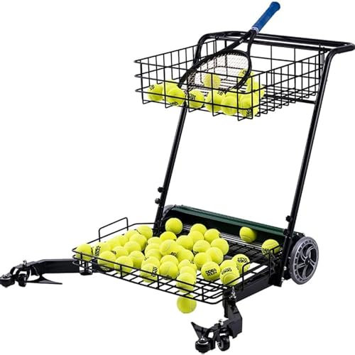 LBMED Abnehmbarer Tennisball-Sammelkorb, Tennisball-Sammelkorb Mit 360° Drehbarem Universalrad, 290 Bälle Große Kapazität, Sanft Scrollende Aufnahme Und Kein Bücken Nötig, Für Schulen Und Vereine