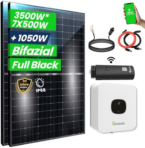 3500W Solaranlage | 3,3 kW Growatt Wechselrichter MIC 3300TL-X | Photovoltaik Solaranlage mit WIFI Stick