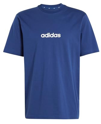 adidas Herren Essentials Linear Single Jersey Shirt, Dark Blue/White, XS