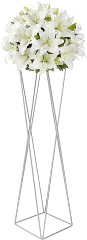 Metall Blumenboden Vase Säule Blumenständer, 65cm Hohe Blumensäule, Geometrische Blumenregale für Hochzeiten, Geburtstagsfeiern, Weihnachtsfeiern, Dekorationen zum Valentinstag (Silber)