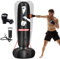 Sac de frappe pour adultes, sac de boxe de 180,3 cm avec support et corde fixe, sac de frappe autoportant autoportant avec gants et pompe, ensemble de sac de boxe lourd gonflable pour adultes,