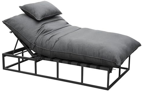 OUTLIV. Gartenliege Heaven High, Aluminium, Sunbrella, Wasserabweisend, Schimmelresistent, verstellbare Rückenlehne, Anthrazit/Flanelle, 197x127x44 cm