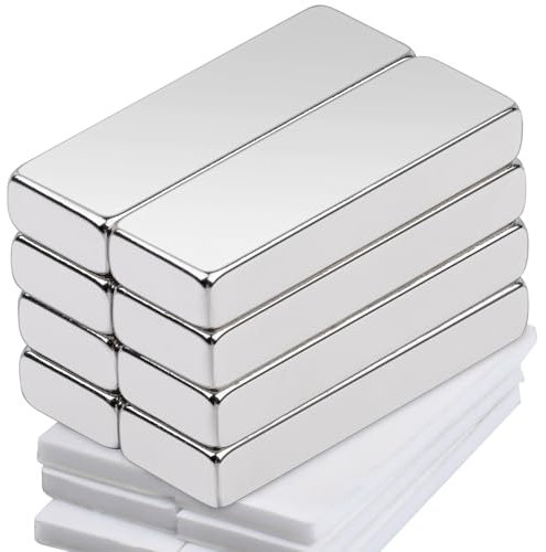 MIN CI 8Stück Magnete Stark Selbstklebende, 30x10x5mm Neodym Magnet Flach Stark Rechteckig Magneten Magnete für Magnettafel Seltenerdmagnete Klebemagnete