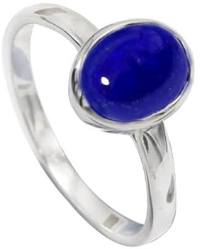 JEWELFORCE 925 Sterling Silber Lapislazuli-Edelstein-Ring für Herren und Damen, Stein-Bandring, Ring aller Größen, handgefertigter Schmuck JSR-1078BV_51 (16.2)