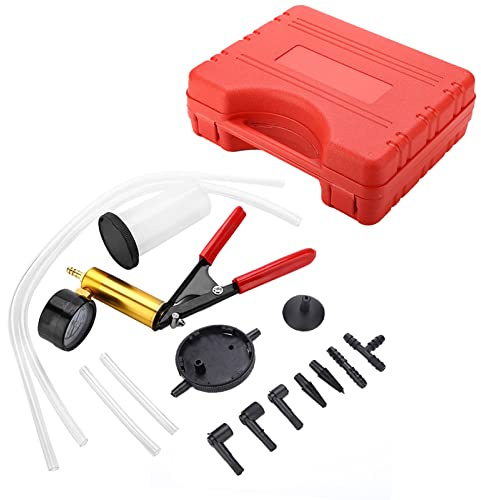 Cocoarm Kit d'outils pour purge de frein, pompe à vide, testeur de vide avec jauge précise, récipient, tuyaux et adaptateurs pour purger les systèmes de freinage et d'embrayage